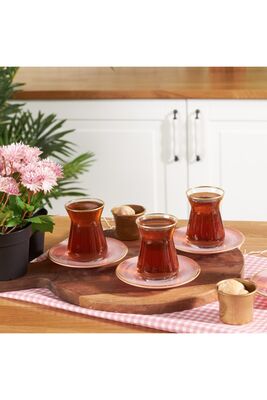 12 Pieces 6 Person Pink Tea Set - 1