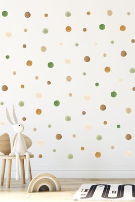 180 Pieces Nature Watercolor Polka Dot Kids Room Wall Sticker Set STCKREKSP080 - 1