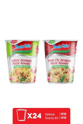 24 Pcs Mix (Vegetable-Beef) Instant Noodle Glass - 1