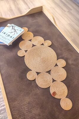75x30cm Straw Jute Rope Living Room Table Cover, Kitchen Table Cover / Runner / Ranır HMVRRNNR009 - 1