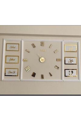Gold Mirrored Plexi Clock And 6Li Sabret, Pray, Prayer Set Wall Board 6Lietet - 1