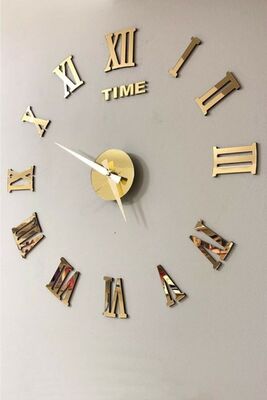 Gold-Gold Decorative 3D Wall Clock - 1