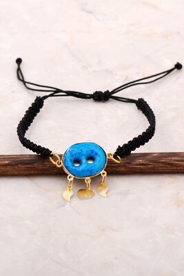 Assyrian Evil Eye Bead Gold and Silver Bracelet 3398 - 1
