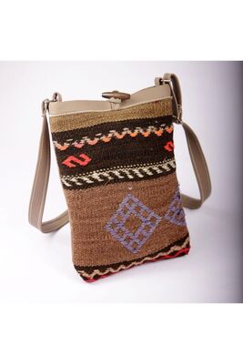 Authentic Vintage Ethnic Rug Pattern Tasseled Hand Woven Shoulder And Messenger Bag - 1