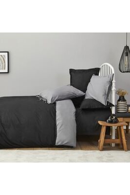 Basic Black Dark Gray Double Sided Double Duvet Cover Team - 1