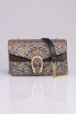 Chain Ottoman Woven Rug Shoulder Bag - 1