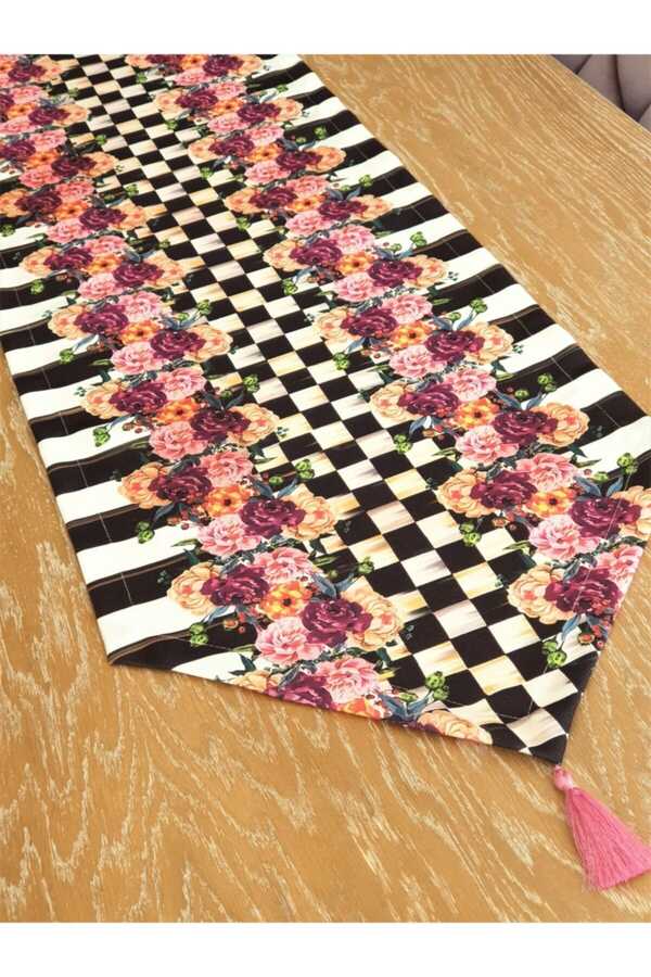 Checkered Rose Pattern Runner ELSE38