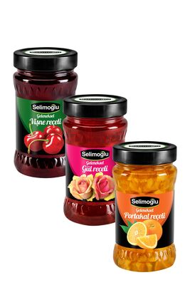 Cherry Jam, Rose Jam, Orange Jam 380g. 3 Pieces - 1