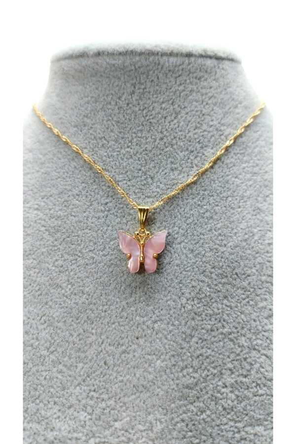 Childrens Gold Plated Lilac Butterfly Necklace