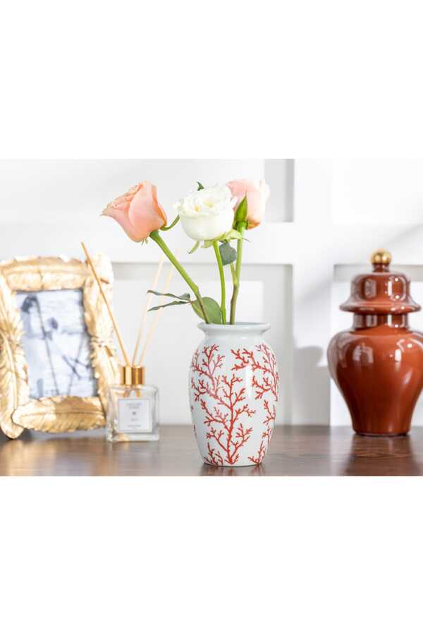 Coral Porcelain Vase 9x9x15 Cm Red 10031402