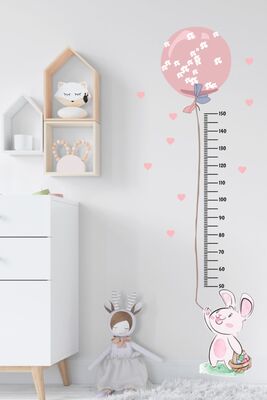 Cute Rabbit And Balloon | Height Chart | Wall Sticker | Kids Room Sticker | STC18 - 1