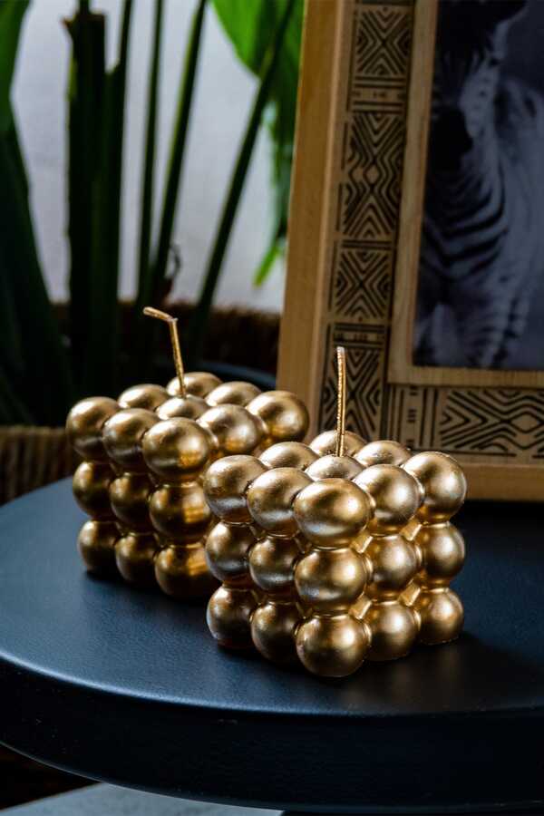 Decorative Bubble Candle Set of 2 Gold LCA747039