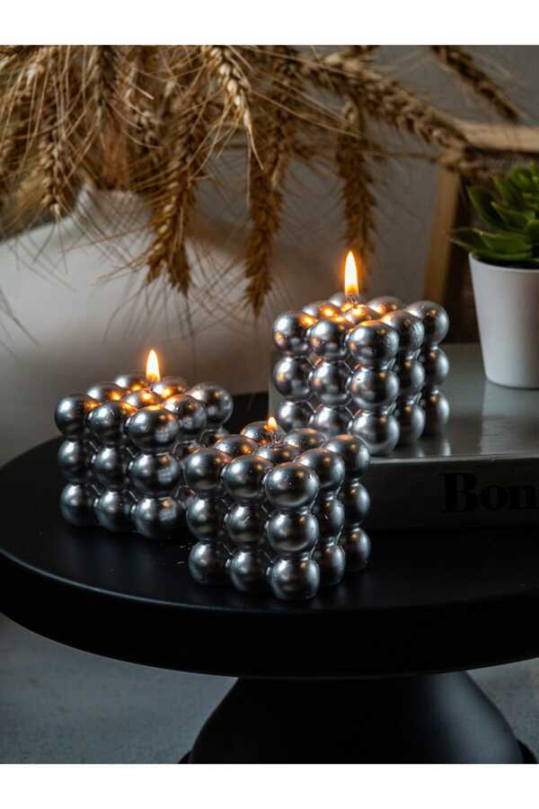 Decorative Gilded Bubble Candle Set of 3 LCA3945687