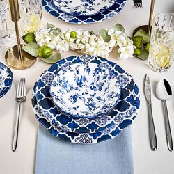 Deep Blue Dinnerware Set, 24 Pieces - Thumbnail