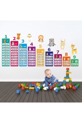 Educational Multiplication Table And Cute Animals Baby And Kids Room Wall Sticker WALLST0054 - 1