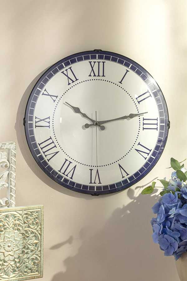 Elite Wall Clock 35 Cm Navy Blue 10032831