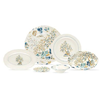 English Home Anemon Porcelain 8 Pieces Breakfast Set for 2 People Pink - Blue - Green - 2