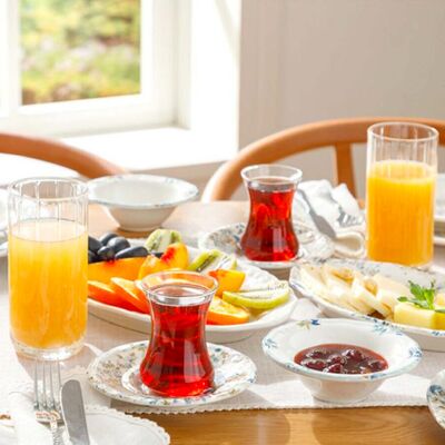 English Home Anemon Porcelain 8 Pieces Breakfast Set for 2 People Pink - Blue - Green - 4