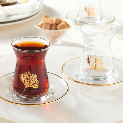 English Home Gingko Biloba Glass 12 Piece Tea Set - 1
