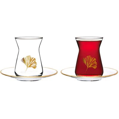 English Home Gingko Biloba Glass 12 Piece Tea Set - 2