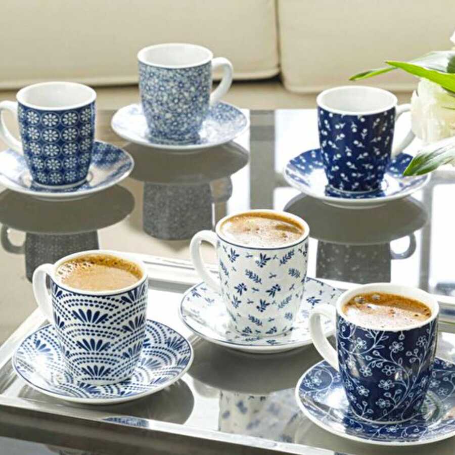 English Home Romana Porcelain Set of 6 Coffee Cups