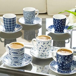 English Home Romana Porcelain Set of 6 Coffee Cups - Thumbnail