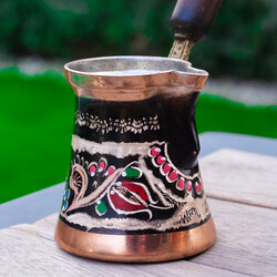 Erzincan Colorful Copper Coffee Pot - Thumbnail