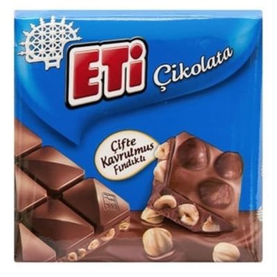 Eti Double Roasted Hazelnut Milk Square Chocolate , 75g 2 pack - 1