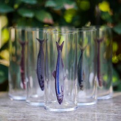 Fish Detailed Glass Set, 6 pieces - Thumbnail