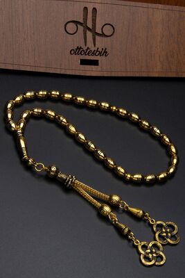 Gilt Plated Barley Cut Wrist Length Metal Rosary - 1