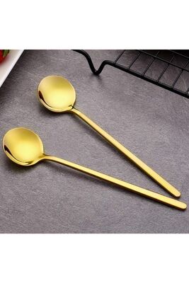 Gold Tea Spoon Set of 6 Coffee Ice Cream Dessert Pastry Sugar Spoons - 1