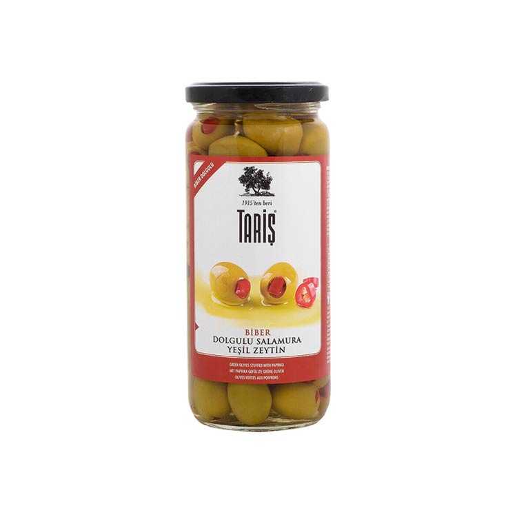 Green Olives Stuffed With Pepper , 17.1oz 485g Olive, Feel Full Foods