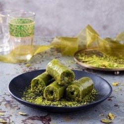 Pistachio Rolled Baklava , 42 pieces - 2.2lb - 1kg - Thumbnail