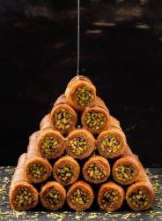 Pistachio Rolled Kadaif , 15 pieces - 2.6lb - 1.2kg - Thumbnail