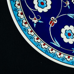 Handmade Blue Floral Tile Dinner Plate , 10.6 x 1.1 inch - Thumbnail