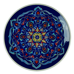 Handmade Blue Gourmeturca Tile Dinner Plate , 10.6 x 1.1 inch - Thumbnail