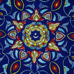 Handmade Blue Gourmeturca Tile Dinner Plate , 10.6 x 1.1 inch - Thumbnail