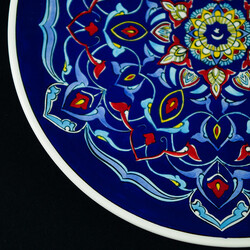 Handmade Blue Gourmeturca Tile Dinner Plate , 10.6 x 1.1 inch - Thumbnail