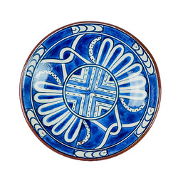 Handmade Blue Patterned Tile Bowl , 16.6 x 1.9 inch - Thumbnail