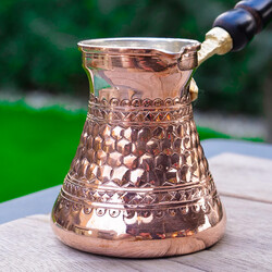 Handmade Embroidered Copper Coffee Pot - Thumbnail