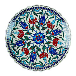 Handmade Floral Patterned Tile Dinner Plate , 10.6 x 1.5 inch - Thumbnail