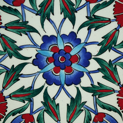 Handmade Floral Patterned Tile Dinner Plate , 10.6 x 1.5 inch - Thumbnail