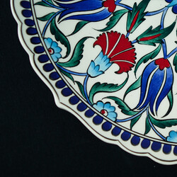 Handmade Floral Patterned Tile Dinner Plate , 10.6 x 1.5 inch - Thumbnail