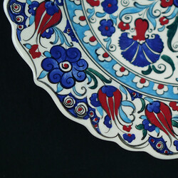 Handmade Floral Patterned Tile Dinner Plate , 10.6 x 1.5 inch - Thumbnail