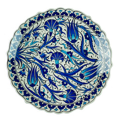 Handmade Herbal Patterned Tile Dinner Plate , 10.6 x 1.5 inch - Thumbnail