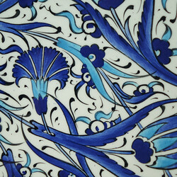 Handmade Herbal Patterned Tile Dinner Plate , 10.6 x 1.5 inch - Thumbnail