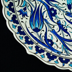 Handmade Herbal Patterned Tile Dinner Plate , 10.6 x 1.5 inch - Thumbnail