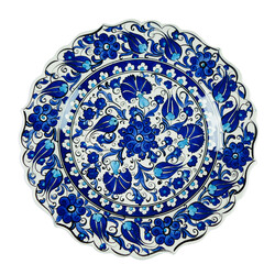 Handmade Herbal Patterned Tile Dinner Plate , 10.6 x 1.5 inch - Thumbnail