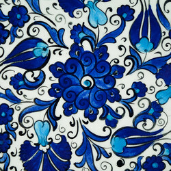 Handmade Herbal Patterned Tile Dinner Plate , 10.6 x 1.5 inch - Thumbnail