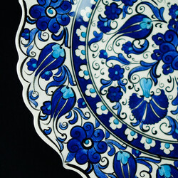 Handmade Herbal Patterned Tile Dinner Plate , 10.6 x 1.5 inch - Thumbnail